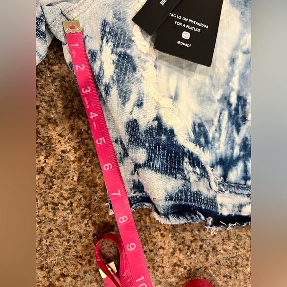 GUAPI Mens Distressed Tie Dye Denim shorts Size 32 NWT Pockets Streetwear - Picture 4 of 9